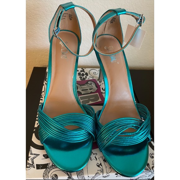 NEW -Brash Metallic Turquoise Blue Odessa Heels - Sz 9.5 - Picture 2 of 11